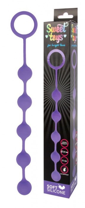 Фиолетовая анальная цепочка с кольцом-ограничителем - 23 см. - Bior toys
