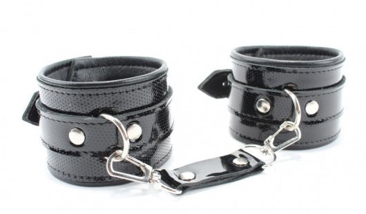 Кожаные лаковые наручники - БДСМ Арсенал - купить с доставкой в Екатеринбурге