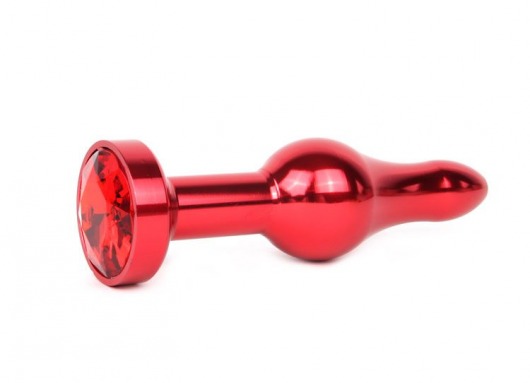 Удлиненная шарикообразная красная анальная втулка с красным кристаллом - 10,3 см. - Anal Jewelry Plug - купить с доставкой в Екатеринбурге