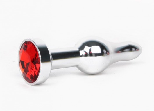 Удлиненная шарикообразная серебристая анальная втулка с красным кристаллом - 10,3 см. - Anal Jewelry Plug - купить с доставкой в Екатеринбурге
