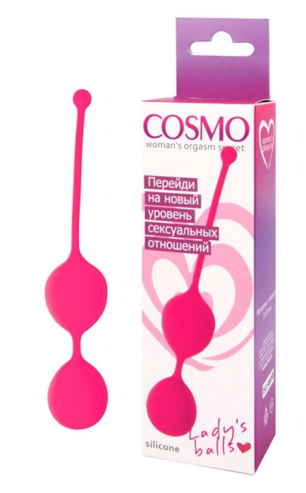 Розовые двойные вагинальные шарики Cosmo с хвостиком для извлечения - Cosmo