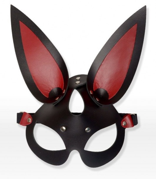 Черно-красная кожаная маска с длинными ушками - Sitabella - купить с доставкой в Екатеринбурге