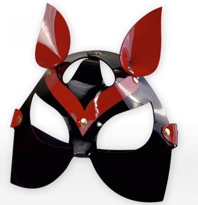 Черно-красная маска кошки из лаковой кожи - Sitabella - купить с доставкой в Екатеринбурге