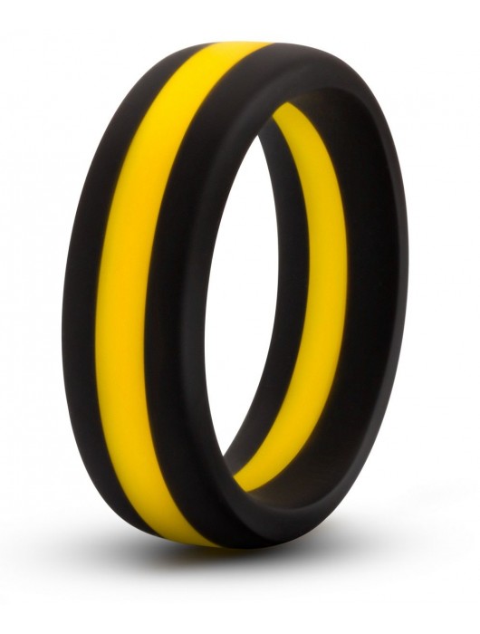 Черно-желтое силиконовое эрекционное кольцо Silicone Go Pro Cock Ring - Blush Novelties - в Екатеринбурге купить с доставкой