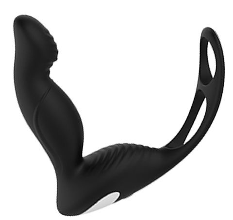 Черный вибромассажер простаты P-PLEASER W ERECTION ENHANCE - Dream Toys - в Екатеринбурге купить с доставкой