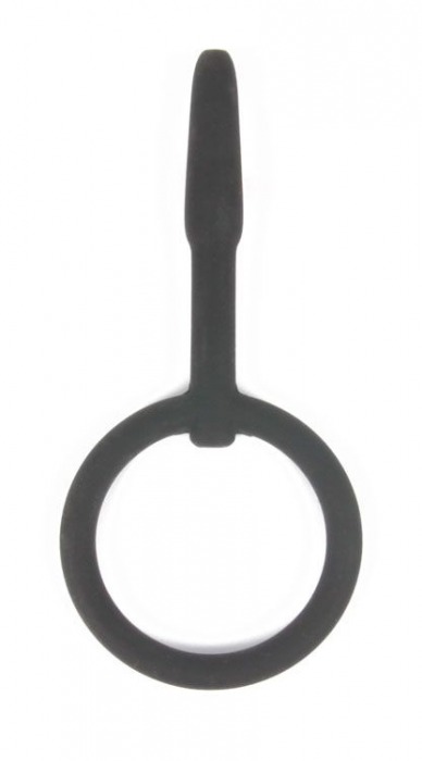 Черный уретральный силиконовый плаг с колечком-ограничителем - 4,5 см. - Bior toys - купить с доставкой в Екатеринбурге