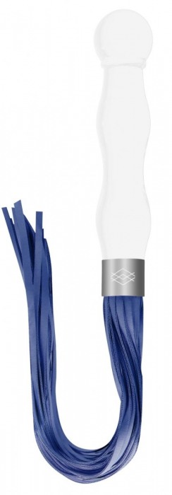 Белый анальный стимулятор-плеть Whipster с синими хвостами - Shots Media BV - купить с доставкой в Екатеринбурге