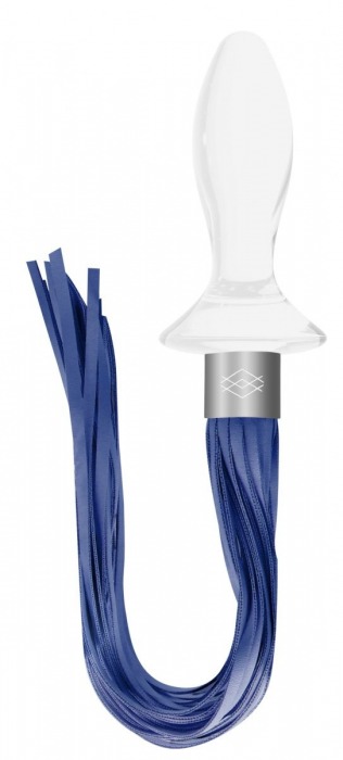 Белая анальная пробка Tail с синими хвостами - Shots Media BV - купить с доставкой в Екатеринбурге