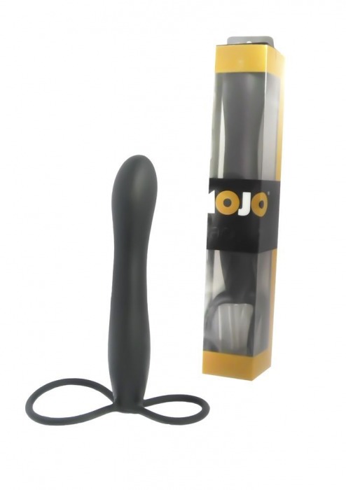 Черная насадка на пенис для двойной стимуляции Mojo BlackJack - 15 см. - Seven Creations - в Екатеринбурге купить с доставкой
