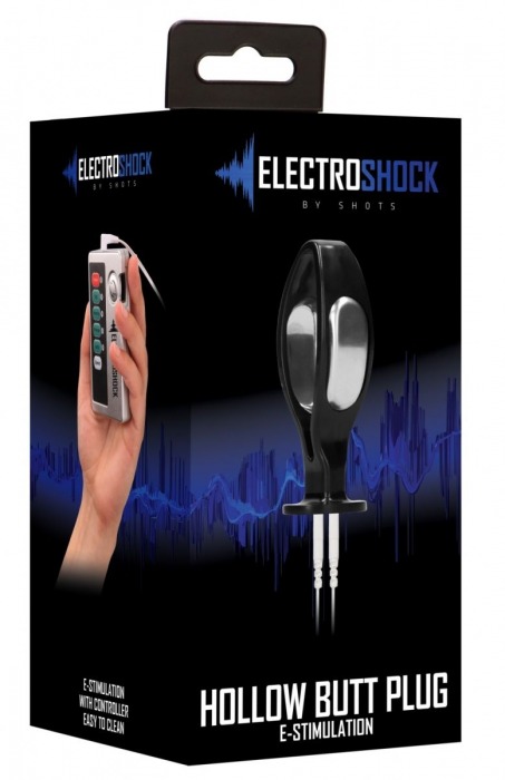 Черный электростимулятор с проводящей насадкой E-Stim Hollow Butt Plug - 7,8 см. - Shots Media BV - купить с доставкой в Екатеринбурге