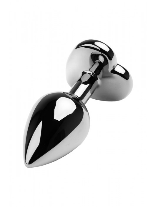 Серебристая коническая анальная пробка с красным кристаллом-сердечком - 7 см. - ToyFa - купить с доставкой в Екатеринбурге