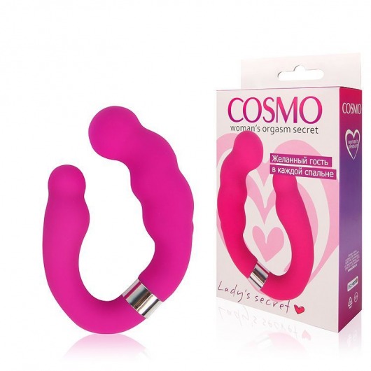 Двойной розовый силиконовый вибромассажер Cosmo - Bior toys