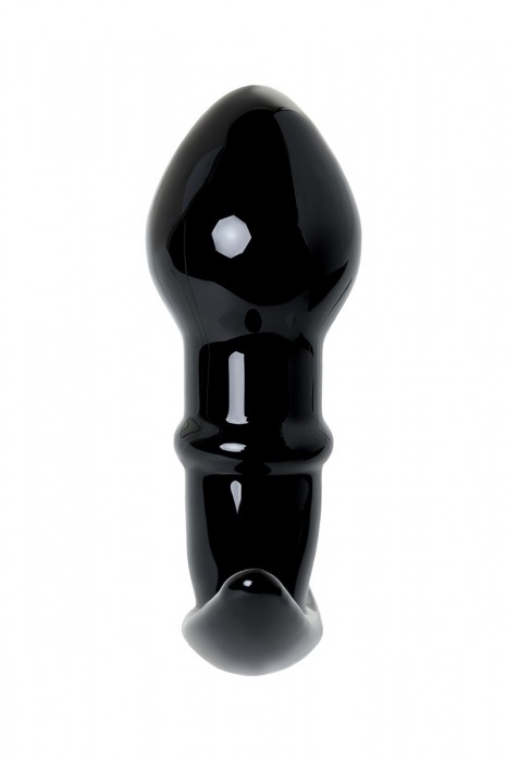 Черная стеклянная анальная втулка Sexus Glass с ограничителем - 11,5 см. - Sexus