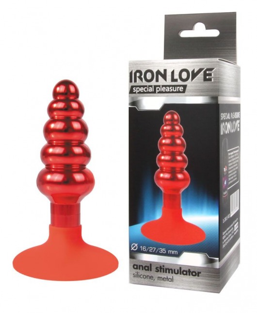 Красная анальная пробка-елочка с круглым ограничителем - 10 см. - Bior toys