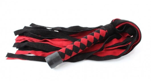 Черно-красная замшевая плеть с ромбами на рукояти - 60 см. - БДСМ Арсенал - купить с доставкой в Екатеринбурге