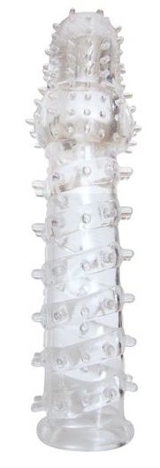 Закрытая прозрачная рельефная насадка с шипиками Crystal sleeve - 13,5 см. - Erowoman-Eroman - в Екатеринбурге купить с доставкой