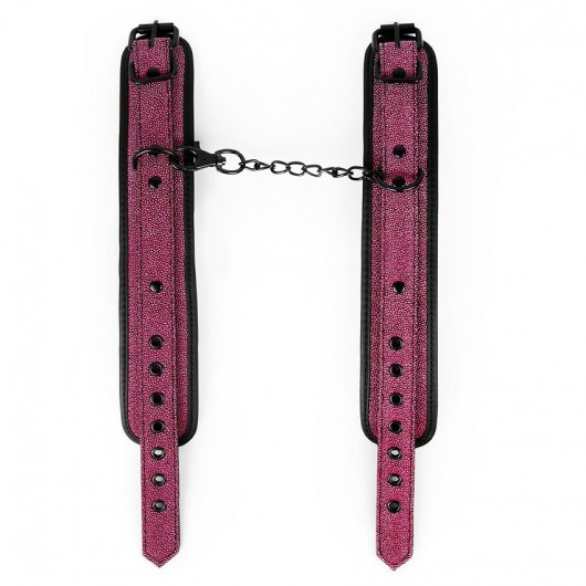 Розово-черные наручники на застежках - Erokay - купить с доставкой в Екатеринбурге
