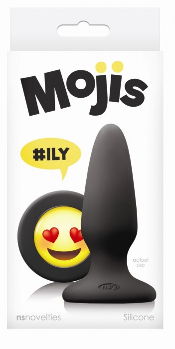 Черная силиконовая пробка среднего размера Emoji ILY - 10,2 см. - NS Novelties - купить с доставкой в Екатеринбурге