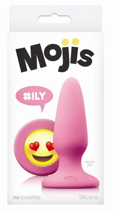 Розовая силиконовая пробка среднего размера Emoji ILY - 10,2 см. - NS Novelties - купить с доставкой в Екатеринбурге