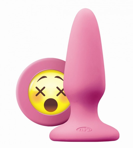 Розовая силиконовая пробка среднего размера Emoji WTF - 10,2 см. - NS Novelties - купить с доставкой в Екатеринбурге