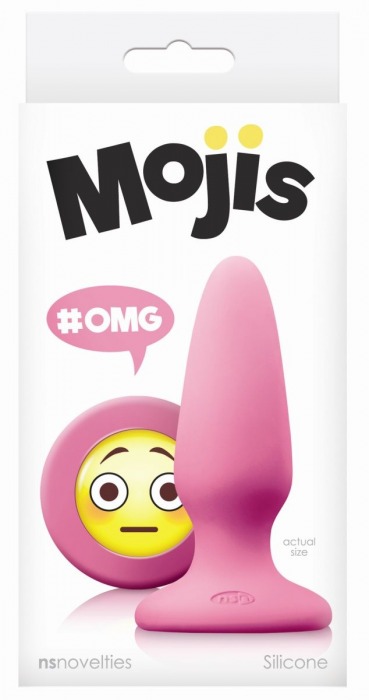 Розовая силиконовая пробка среднего размера Emoji OMG - 10,2 см. - NS Novelties - купить с доставкой в Екатеринбурге