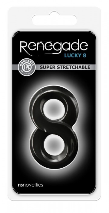 Черное эрекционное кольцо с подхватом мошонки Lucky 8 - NS Novelties - в Екатеринбурге купить с доставкой