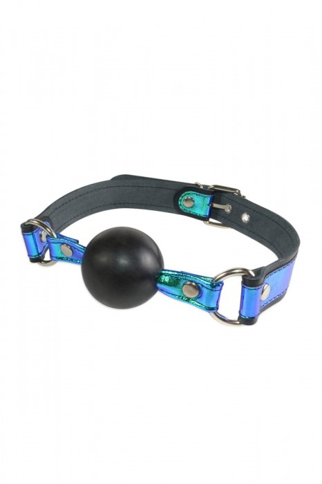 Кляп-шарик на чёрно-синих ремешках - Sitabella - купить с доставкой в Екатеринбурге