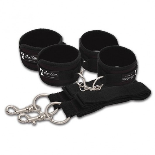 Две пары черных наручников, крепящиеся к матрасу - Lux Fetish - купить с доставкой в Екатеринбурге