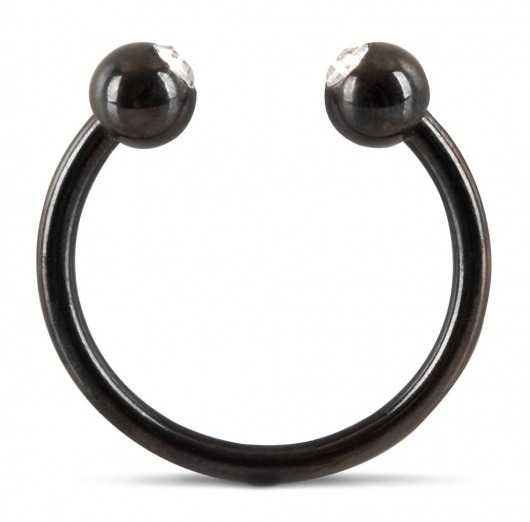 Черное металлическое кольцо под головку со стразами Glans Ring - Orion - купить с доставкой в Екатеринбурге