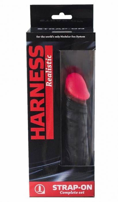 Страпон Harness Realistic с розовой головкой - 16,5 см. - LOVETOY (А-Полимер) - купить с доставкой в Екатеринбурге