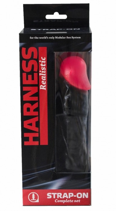 Страпон Harness Realistic с розовой головкой - 20,5 см. - LOVETOY (А-Полимер) - купить с доставкой в Екатеринбурге