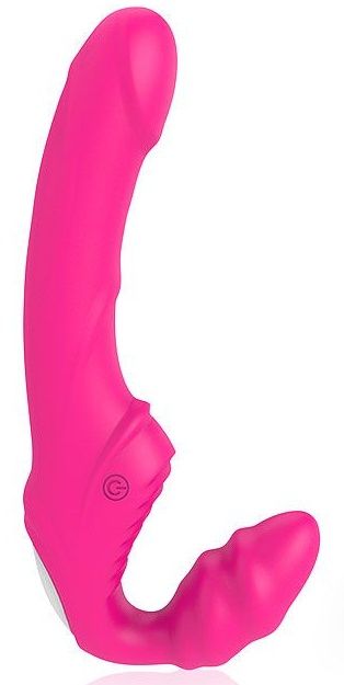 Розовый безремневой страпон с 9 режимами вибрации - Bior toys - купить с доставкой в Екатеринбурге