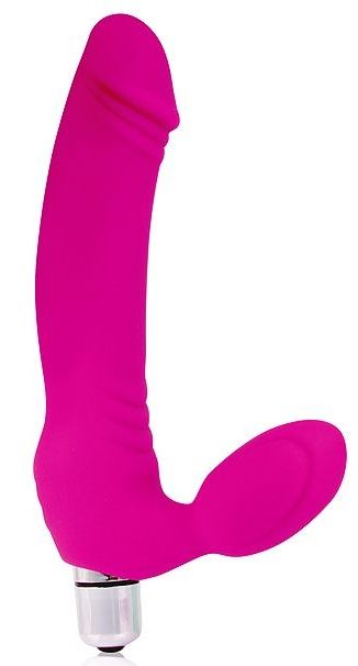 Розовый силиконовый безремневой страпон с вибрацией - Cosmo - купить с доставкой в Екатеринбурге