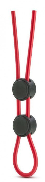 Красное силиконовое лассо на пенис с двумя утяжками Silicone Double Loop Cock Ring - Blush Novelties - в Екатеринбурге купить с доставкой