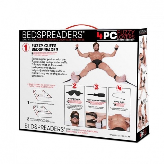 Черный набор БДСМ для фиксации на кровати - Lux Fetish - купить с доставкой в Екатеринбурге