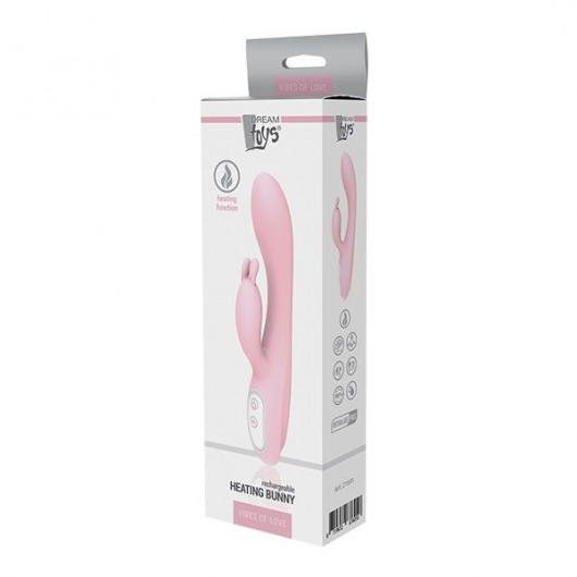 Розовый вибратор HEATING BUNNY с функцией нагрева - 18,5 см. - Dream Toys
