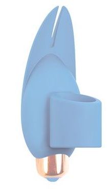 Голубой вибростимулятор с петелькой под палец - 8 см. - Bior toys
