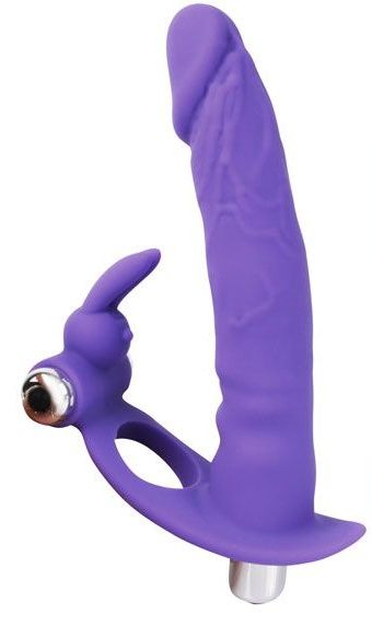 Фиолетовая вибронасадка для двойного проникновения - 15 см. - Bior toys - купить с доставкой в Екатеринбурге