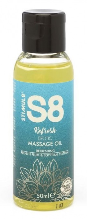 Массажное масло S8 Massage Oil Refresh с ароматом сливы и хлопка - 50 мл. - Stimul8 - купить с доставкой в Екатеринбурге