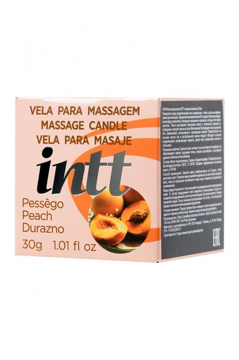 Массажная свеча для поцелуев Peach с ароматом персика - 30 гр. - INTT - купить с доставкой в Екатеринбурге