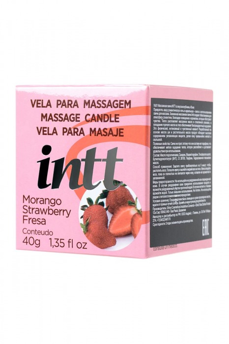 Массажная свеча для поцелуев Strawberry с ароматом клубники - 30 гр. - INTT - купить с доставкой в Екатеринбурге