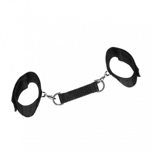 Черные наручники на липучках с креплением на карабинах - Джага-Джага - купить с доставкой в Екатеринбурге