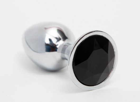 Серебристая анальная пробка с черным кристаллом - 8,2 см. - 4sexdreaM - купить с доставкой в Екатеринбурге