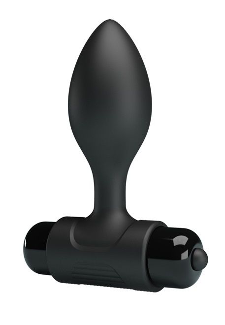 Черная анальная пробка с мощной вибрацией Vibra - 8,6 см. - Baile