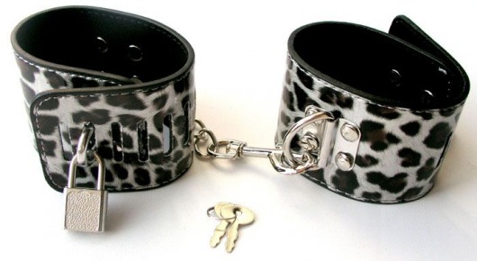 Леопардовые наручники на металлической сцепке с замком - Bior toys - купить с доставкой в Екатеринбурге