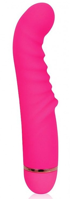 Розовый ребристый вибромассажер для стимуляции точки G - 15 см. - Cosmo