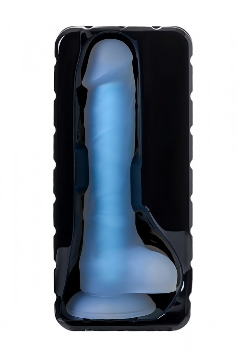 Прозрачно-синий фаллоимитатор, светящийся в темноте, Bruce Glow - 22 см. - ToyFa
