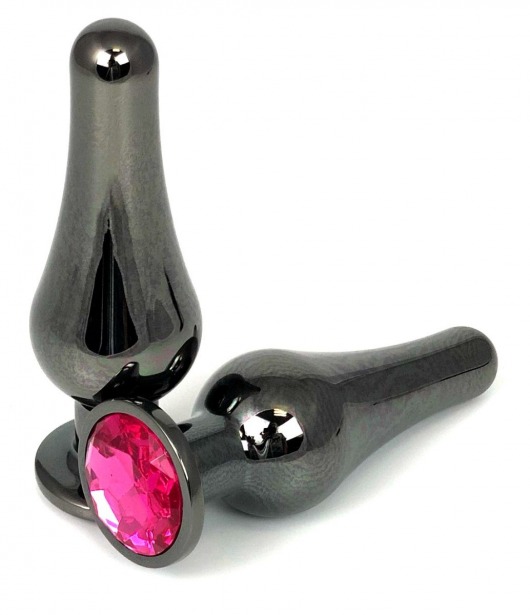 Черная удлиненная анальная пробка с розовым кристаллом - 11,5 см. - Vandersex - купить с доставкой в Екатеринбурге