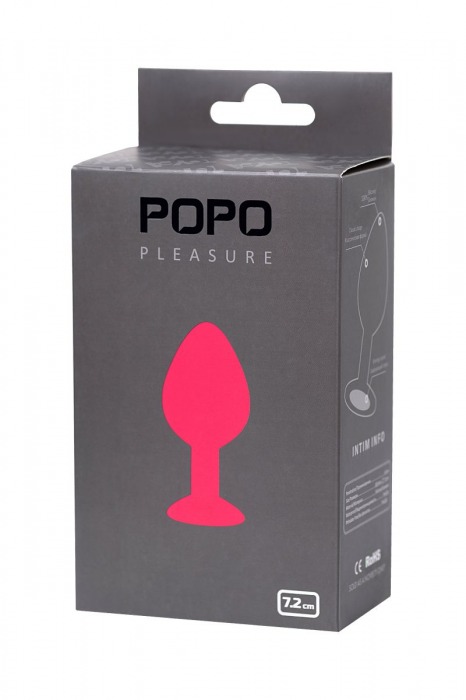 Розовая коническая анальная пробка с прозрачным кристаллом - 7,2 см. - POPO Pleasure - купить с доставкой в Екатеринбурге