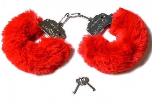 Шикарные наручники с пушистым красным мехом - Le Frivole - купить с доставкой в Екатеринбурге